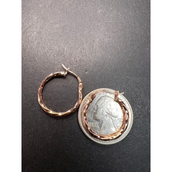 NEW gold over sterling silver twisted hoop earrings - Picture 3 of 9